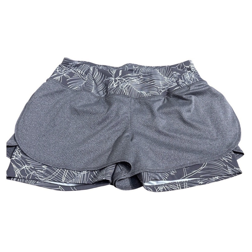 CALIA 2-in-1 Floral Athletic Shorts Womens Sm Grey‎ Gym Gorpcore Running Sporty